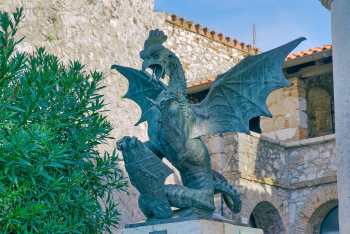 Rijeka Basilisk statue at the Trsat castle court