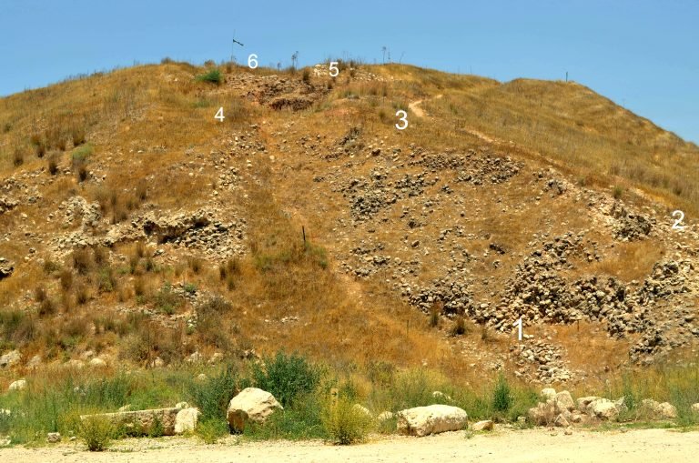 The six locations on the ᴀssyrian siege ramp where stones were retrieved and weighed_Credit Dr. M. Pytlik