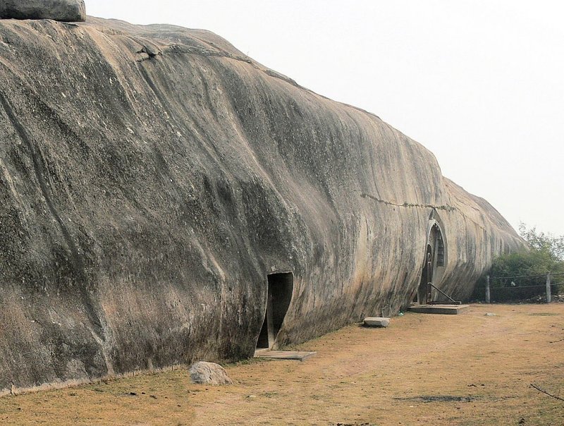 Entrances of Sudama Cave, and further, Lomas Rishi Cave, Barabar Hill.