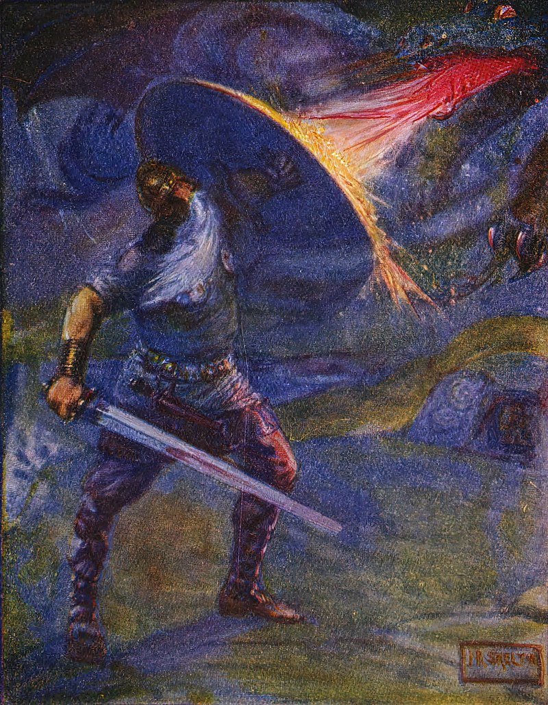 J. R. Skelton - Illustration in the children's book Stories of Beowulf (H. E. Marshall). – Punlic Domain 