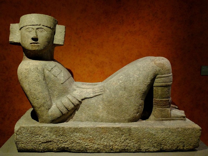 Maya chacmool from Chichen Itza displayed at the National Museum of Anthropology.