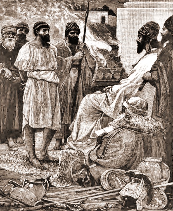 Croesus vanquished, standing in front of Cyrus. Edmund Ollier Publication date 1882 - Cᴀssell's illustrated universal history.