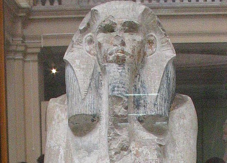 Statue of Djoser in Cairo Museum. This statue was originally in the serdab in the step pyramid complex. 