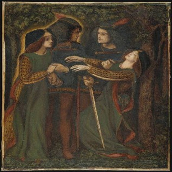 Dante Gabriel Rossetti, How They Met Themselves, watercolor, 1864