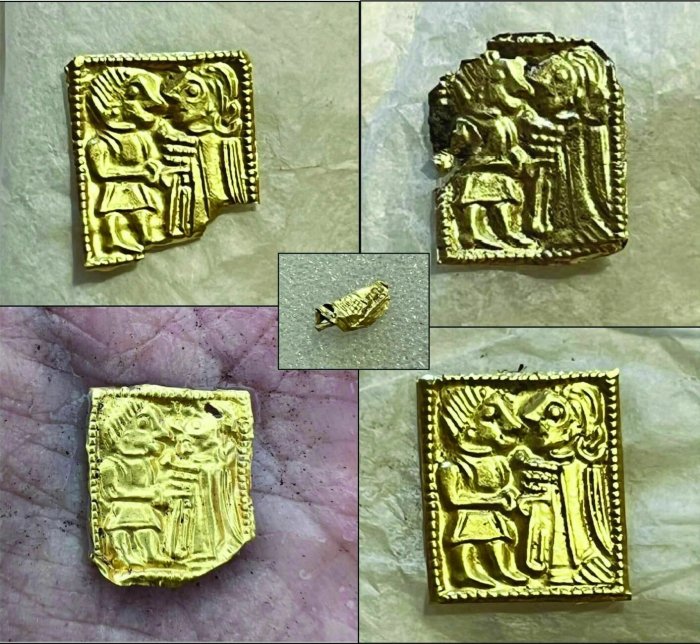 Mysterious Tiny 1,400-Year-Old Gold Foil Figures Found In Pagan Temple