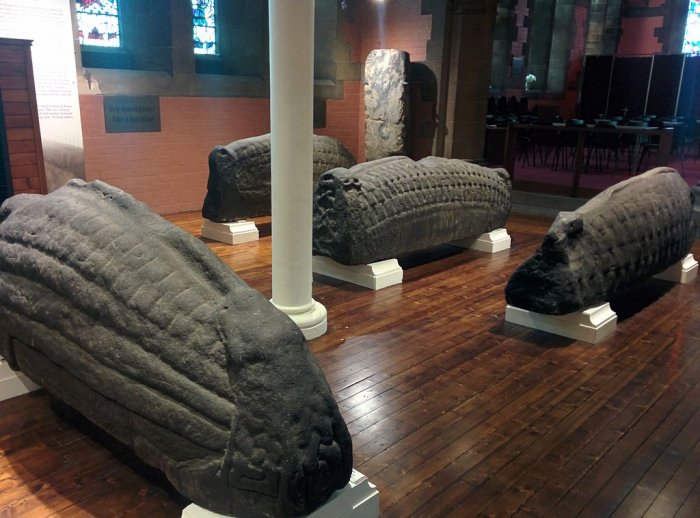 Hogback stones within the (ecclesiastical) north transept