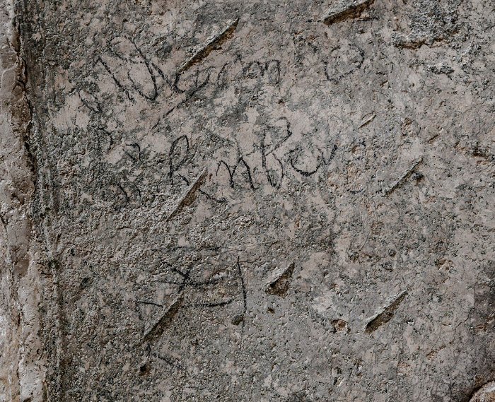 An inscription bearing the name of Swiss noble Adrian von Bubenberg, found in King David's Tomb in Jerusalem Image credit: Shai Halevi/ Israel Antiquities Authority