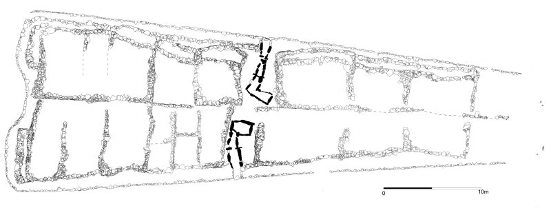 Layout of the interior of the Long Cairn at Hazleton North: Credit Fowler, Olalde et al. after Saville 1990, by permission of Historic England. Credit: Fowler, Olalde et al. after Saville 1990, by permission of Historic England