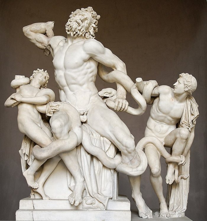 Laocoon and His Sons in the Vatican. Hagesandros, Athenedoros, and Polydoros - Marie-Lan Nguyen (2009). The statue is stored in Vatican Museum – Public Domain