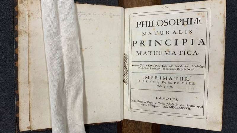 Caltech's own copy of the first edition of the Principia is part of the Insтιтute's Archives and Special Collections. In the 18th century, it belonged to French mathematician and natural philosopher Jean-Jacques d'Ortous de Mairan, whose signature can be seen in the left margin of the тιтle page. The white 