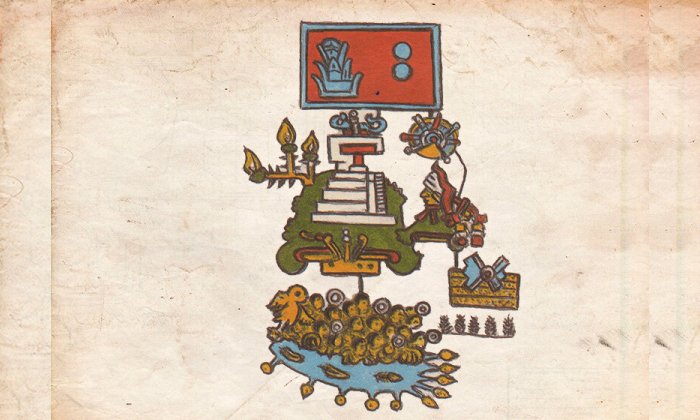 1 / 1Pictogram representing an earthquake that took place on the year 2 Reeds or 1507. The gloss describes that the pictogram recounts the drowning of 1,800 warriors in an unidentified river, presumably in southern Mexico, the termination of the temple of the New Fire, where the ceremony of the new cycle of life was celebrated, and a solar eclipse as a circle with rays emanating from it in the upper right-hand side, below the date sign. Credit: Gerardo Suarez and Virginia Garcia-Acosta