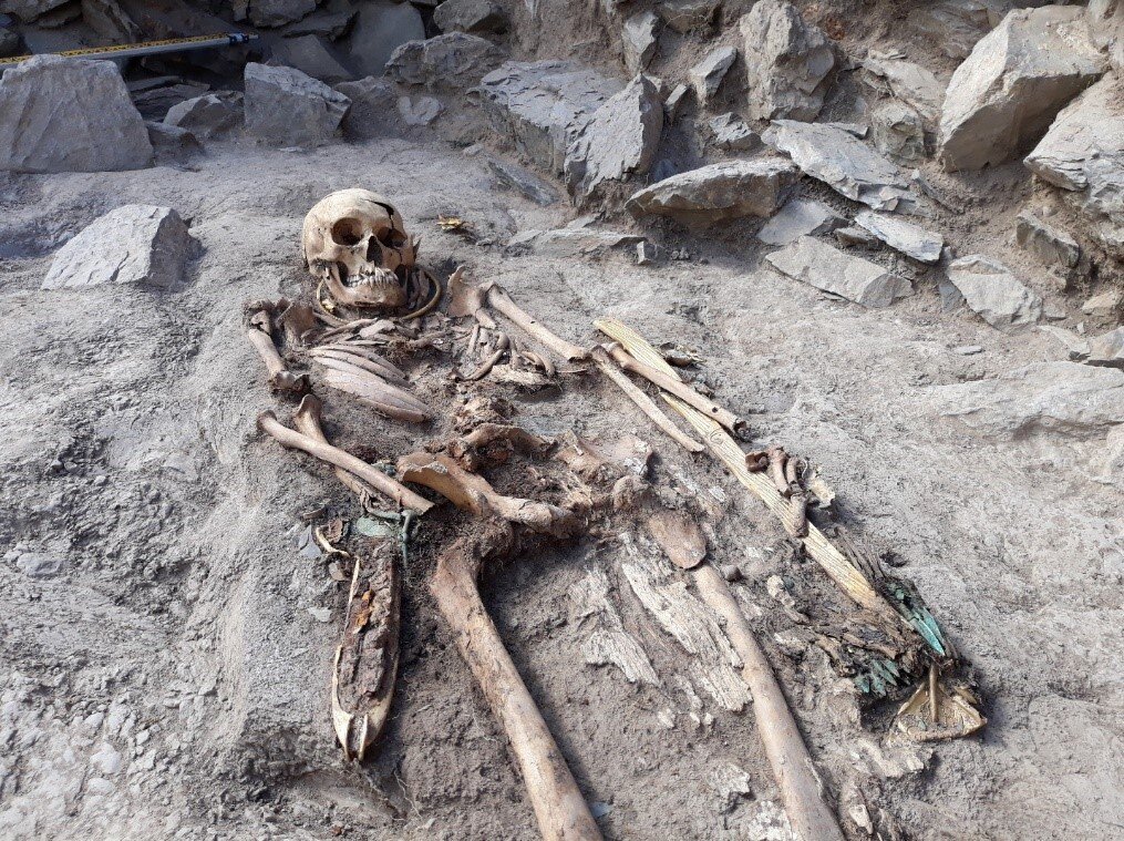 The burial of a social elite known as 'Golden Man' from the Eleke Sazy necropolis. Credit: Zainolla Samashev