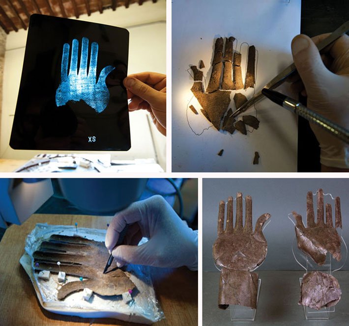 Silver hands in Etruscan tomb