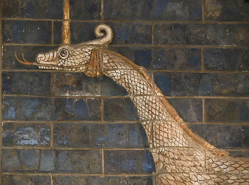 Mušḫuššu dragon in Istanbul Ancient Orient Museum Ishtar Gate. Image credit: Dosseman - CC BY-SA 4.0