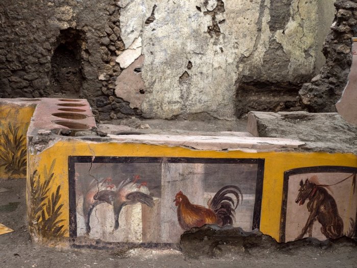 Remarkably Well-Preserved Thermopolium With Frescoes, Food, And Jars Discovered In Pompeii