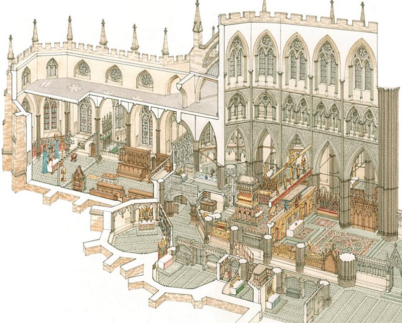 How the east end of the Abbey church and its furnishes may have looked – crafted by illustrator Stephen Conlin, based on evidence from the study. Credit: Stephen Conlin