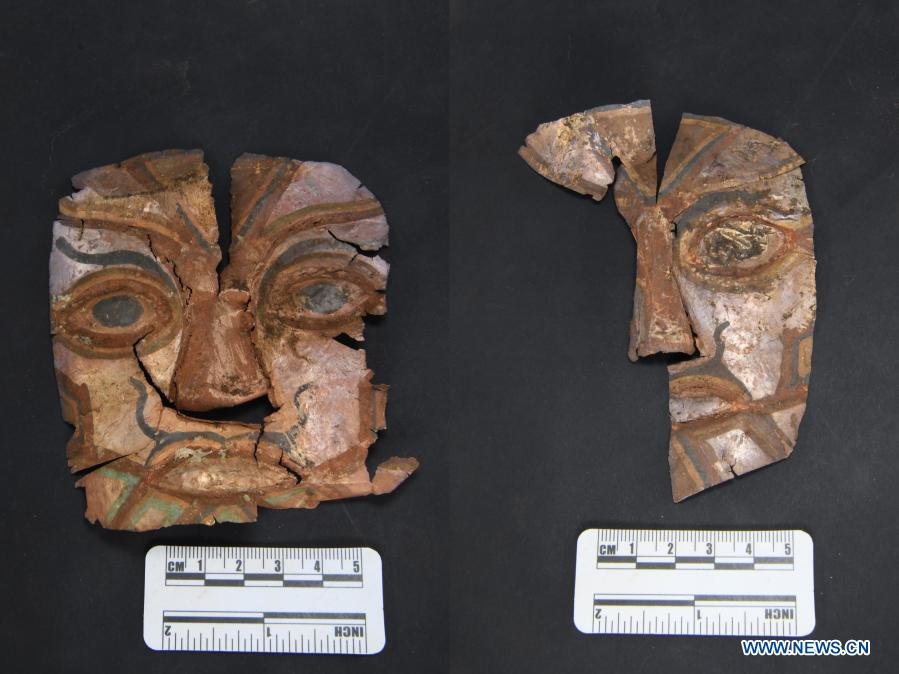 Face mask found at the tomb site.