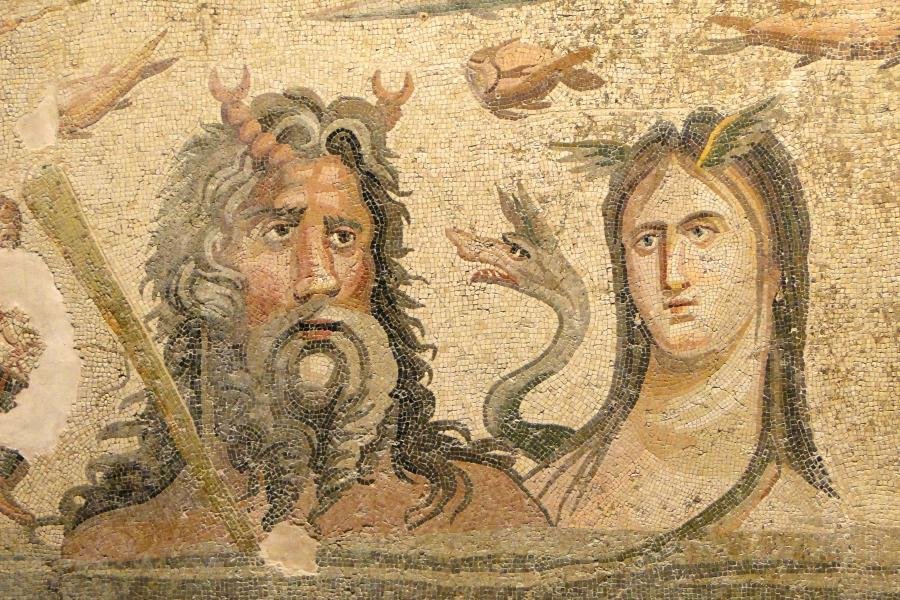 Mosaic of Oceanos and Tethys - 2nd/3rd Century - Zeugma Mosaic Museum - Gaziantep - Turkey. PH๏τo credits: Adam Jones