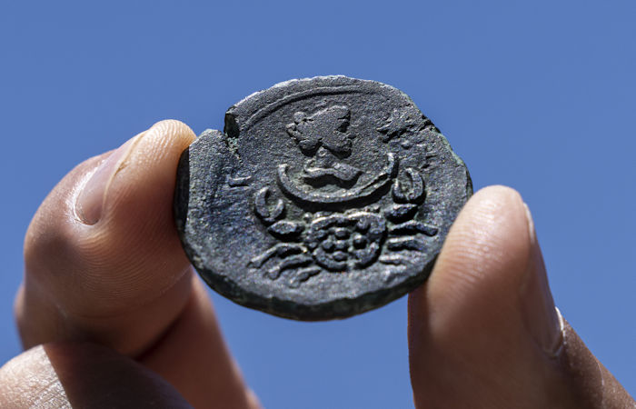 Rare 1,850-Year-Old Bronze Zodiac Coin Discovered During Underwater Survey Off Israel's Coast